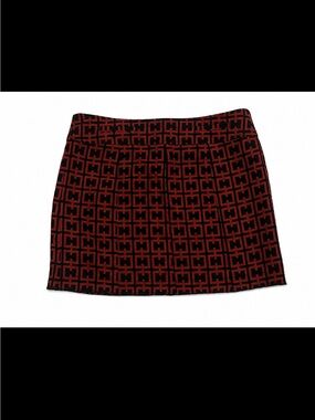 Bebe Y2K Red Black Geometric Virgin Wool Mini Skirt Size 6